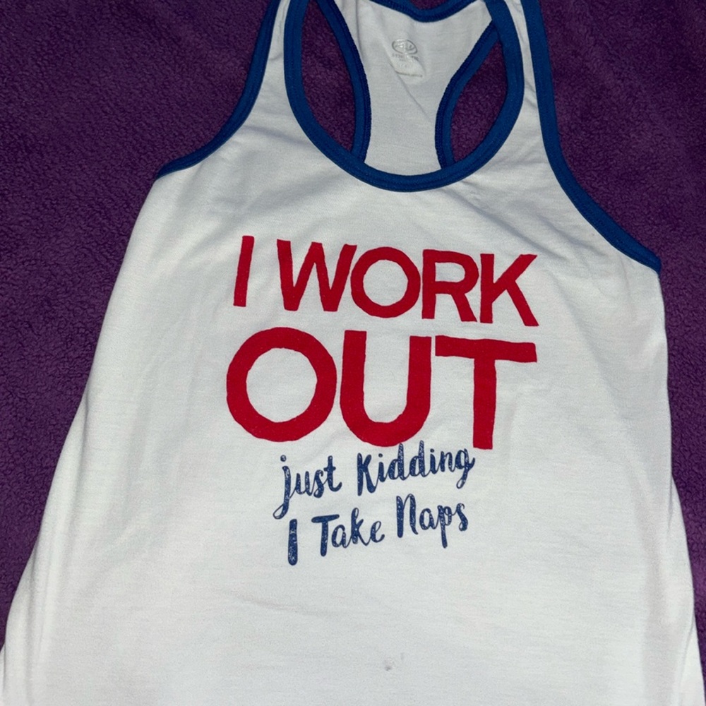 Athletic tank top “I work out “ sz s 4/6 women’s